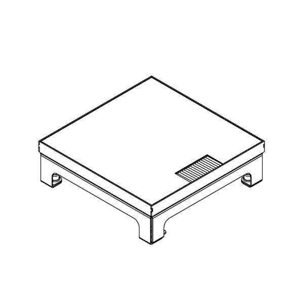 Produktbild UBD 215 208  -  Unterflur-Bodendose UBD 210 small inkl. belegtem Deckel aus Chromstahl, geschliffen, und 1 Bürstenauslass